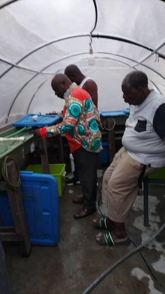 Visite du Directeur du CRS-SABC au site de l'aquaponie chez le Professeur MUTAMBWE